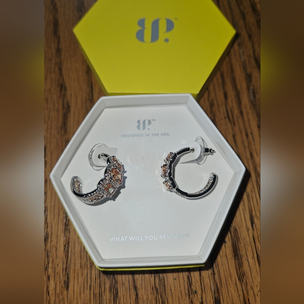 Bomb Party dark Smokey And Smokey Topaz Cubic Zircornia Earrings.